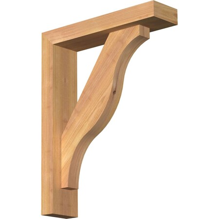 Ekena Millwork Funston Block Smooth Bracket w/ Offset Brace, Western Red Cedar, 3 1/2"W x 14"D x 18"H BKT0402X14X18FST05SWR